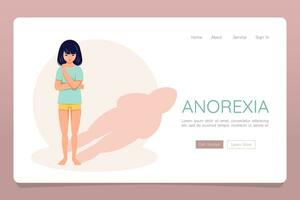 Eating disorder concept anorexia bulimia problem web landing banner template vector