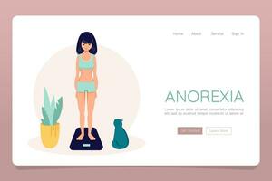 Eating disorder concept anorexia bulimia problem web landing banner template vector