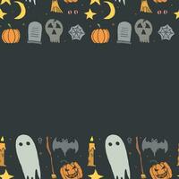 Halloween frame. Doodle Halloween background with place for text vector