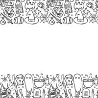 Halloween frame. Doodle Halloween background with place for text vector