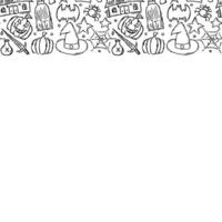 Halloween frame. Doodle Halloween background with place for text vector