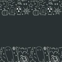 Halloween frame. Doodle Halloween background with place for text vector