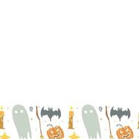 Halloween frame. Doodle Halloween background with place for text vector