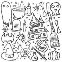 Halloween icons. Doodle Halloween background vector