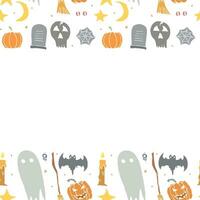 Halloween frame. Doodle Halloween background with place for text vector