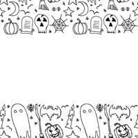 Halloween frame. Doodle Halloween background with place for text vector