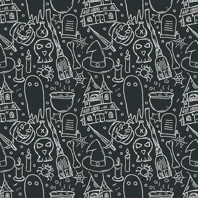 Halloween pattern. Doodle Halloween background