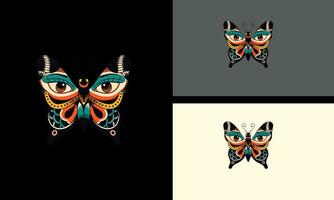 mariposa y ojo vector mascota diseño