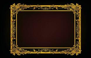 Gold frame with corner line floral for picture, Vector design decoration pattern style