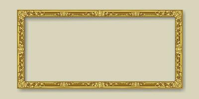 Gold frame with corner line floral for picture, Vector design decoration pattern style