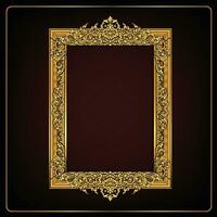 Gold frame with corner line floral for picture, Vector design decoration pattern style