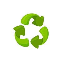 Green symbol of recycling with shadows and overtone. Zero waste recycle sign. Vector illustration