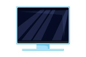 Computer monitor with black screen. Desktop monitor isolated on white background. Vector illustration