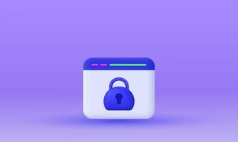 illustration security lock password cyber cartoon vector icon 3d  symbols isolated on background