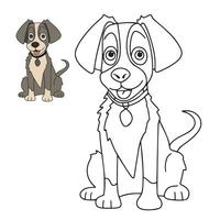 Cute dog for coloring book. Cute puppy as coloring page for children education. Vector illustration.