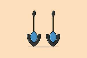 Stylish grey and blue color earrings jewelry vector illustration. Beauty fashion objects icon concept. Women earrings in unique style vector design. Earring with gemstone.