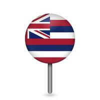 Map pointer with flag of Hawaii. Vector illustration.