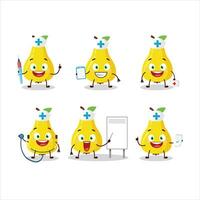 Doctor profession emoticon with yellow pear cartoon character vector