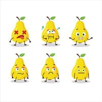 Yellow pear cartoon character with nope expression vector