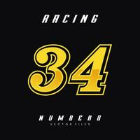 Racing Number 34 Vector Design Template