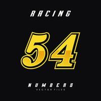 Racing Number 54 Vector Design Template