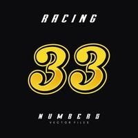 Racing Number 33 Vector Design Template