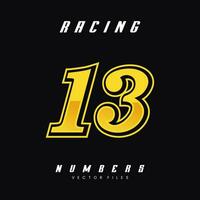 Racing Number 13 Vector Design Template