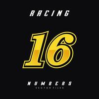 Racing Number 16 Vector Design Template