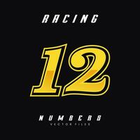 Racing Number 12 Vector Design Template