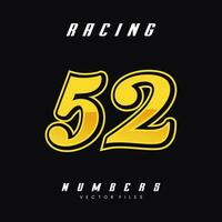 Racing Number 52 Vector Design Template