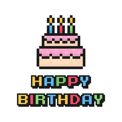 happy birthday card, pixel art postcard, 80s 90s old arcade happy birthday card, pixel art postcard, 80s 90s old arcade