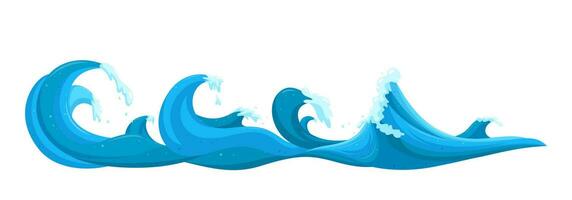 Tropical tsunami wave in cartoon style. Ocean surfing wave forming a barrel. Vector illustration