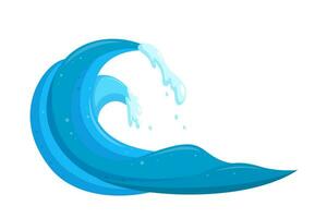 Tropical tsunami wave in cartoon style. Ocean surfing wave forming a barrel. Vector illustration