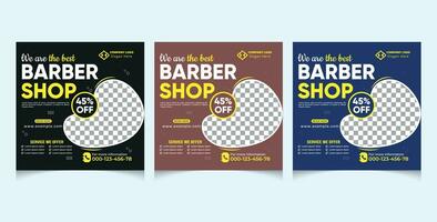 Barber shop social media post design tempate vector