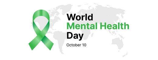 World mental health day banner vector design with world map background