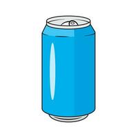 Mockup of a small tin can with an energy drink with a blue pattern, for design presentation, vector silver shiny shiny water bottle.soda can icon vector design template in white background