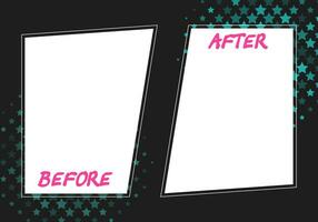 Background template before and after halfton design. Template for graphic design. Vector illustration.