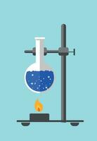 Conduct chemical research the burner heats the test tube with the substance vector