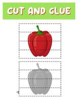 Cut and glue. Pepper. Educational game for children. vector