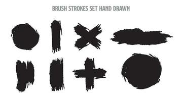 Brush strokes grunge set hand drawn vector