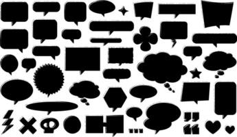 Grunge Black Marker Speech Bubble Vector Set Transparent Background