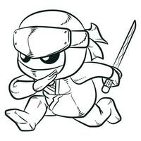 Sketch Japan Ninja Spy Wielding Sword vector