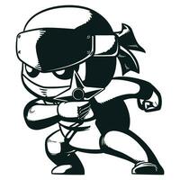 Silhouette Japanese Ninja Holding Throwing Weapon vector