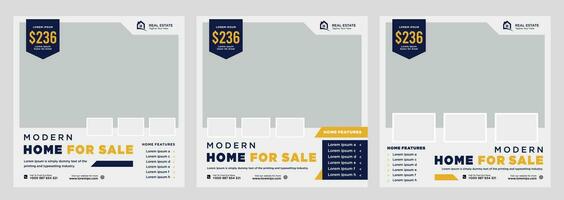 Real estate house social media post or square banner template vector