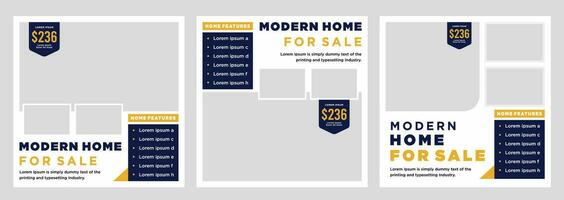 Real estate house social media post or square banner template vector