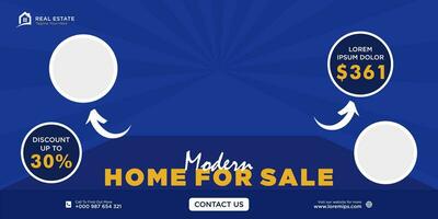 Real estate house social media post or square banner template vector