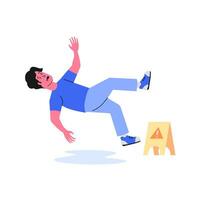 Man slip and fall on the wet floor concept of something went wrong oops empty state illustration vector