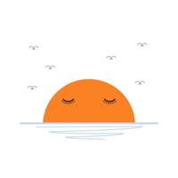 Sunset or sunrise at the horizon of sea concept of nothing here yet empty state illustration vector