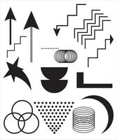 Retro futuristic elements for design. Big collection of abstract graphic geometric symbols and objects in y2k style vector