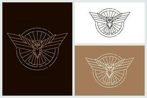 Line Art Style Flying Owl Symbol Template Design Inspiration vector